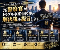元警察官がトラブル事案・困り事の解決策を提言します 初動対応や2次被害防止対策が重要！