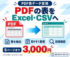 PDFの表をExcel・CSVに変換します イメージ1