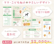 ママ・子供の目に留まる！集客パンフレット作成します 【６月限定】【ご新規様限定】３つ折りパンフが22,000円〜