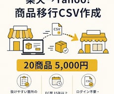楽天→Yahooの商品移行CSVを20件作成します イメージ1