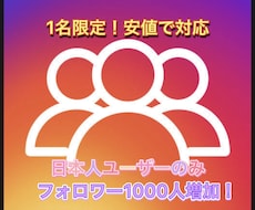 1名限定！！インスタアカウント1000人増やします イメージ1