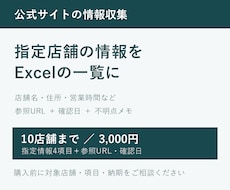 指定店舗の公式情報を調べ一覧にまとめます イメージ1