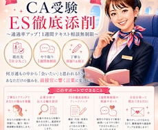 現役CAがES添削で通過しやすいESに導きます 通過率が変わる！ES添削と1週間相談無制限でブラッシュアップ