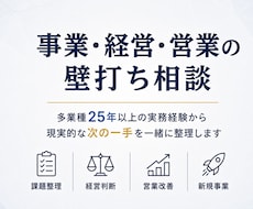 事業・経営・営業の課題を一緒に整理します 多業種の実務経験から、現実的な次の一手を考えます