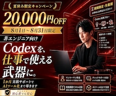Codexを非エンジニア向けに教えます 1か月間サポート！初心者でも安心ワークショップ型AIコンサル