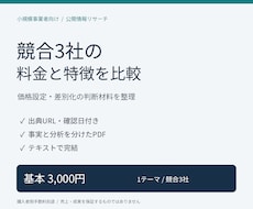 競合3社の料金と特徴を比較調査します イメージ1