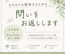 あなたのモヤモヤを整理するための問いをお返しします 一人では見えなかった気持ちや考えを整理するお手伝い