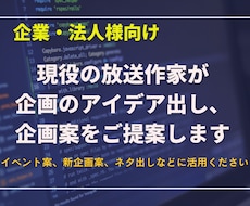 現役の放送作家が企画アイデアを一緒に考えます 新規ビジネス、イベント、営業方法などのアイデア考えます