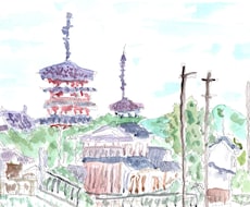 透明水彩絵の具を使って風景イラスト描いてます イメージ1