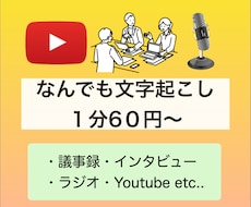 1分60円から！なんでも文字起こし承ります めんどくさい文字起こしの作業代わりに引き受けます。