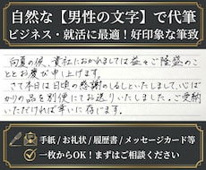 手紙/宛名/就活等など誠実な男性の文字で代筆します 【1枚からOK】好印象な筆致。履歴書やお礼状に最適です