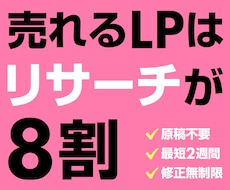 最新のリサーチ手法で売れるLPを制作します 反応を得るためには、デザインの前にリサーチが必要です