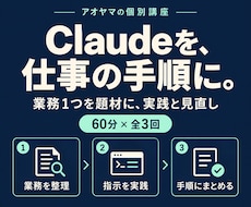Claudeで仕事の手順づくりを伴走します 全3回。業務1つの指示文と確認手順を一緒に整える