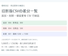 旧新版CSVの追加・削除・変更を一覧にします イメージ1