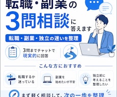 チャット完結！転職・副業・独立の質問に答えます 【先着5名限定割引中】キャリアの悩みを3問まで質問可能です