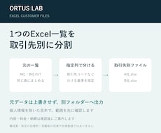 Excel一覧を取引先別のファイルに分けます イメージ1
