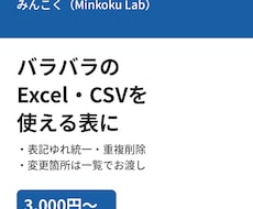 バラバラのExcel・CSVを使える表にします イメージ1
