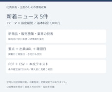 指定テーマの新着ニュース5件を調査整理します イメージ1