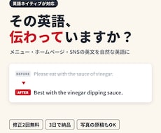 ネイティブが英語メニューやHPを自然に直します イメージ1