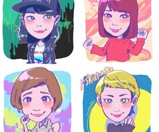 ポップでカラフルな似顔絵描きます SNSのアイコン、記念日、プレゼントに♡