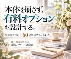 販売実績ある商品・サービスのオプションを設計します 商品・サービス本体を崩さず、追加価値・価格・見せ方を整理
