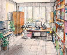 カラフルなスケッチ画で室内背景を制作いたします イメージ1