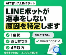 AI製LINEボットが動かない原因を特定します イメージ1