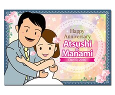 ラブラブな お二人の似顔絵を描きます ウェルカムボードや結婚記念日のプレゼントににオススメ