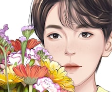 透明感のある韓国風リアルタッチ似顔絵描きます SNS映えする✨大人おしゃれな人物イラスト制作します