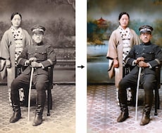 白黒写真をAIでカラーに復元します 大切な思い出を鮮やかに、古い白黒写真をカラー化します。