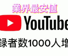 業界最安値！チャンネル登録者数1000人増加します イメージ1