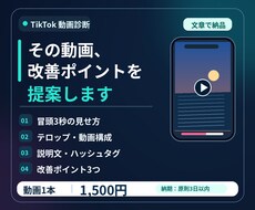 TikTok動画の改善ポイントを提案します 投稿動画の冒頭3秒・構成・説明文を見直します