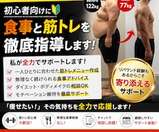初心者向けに食事と筋トレを徹底指導します 7ヶ月間で45kg減量した経験があります！