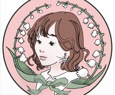 あなただけのミュシャ風アイコン描きます あなたのお好きな花，色を取り入れたミュシャ風のアイコン。