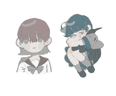 シンプルで可愛らしいミニキャラを描きます SNS用のアイコンなどに！くすみカラーとふんわりテイスト！