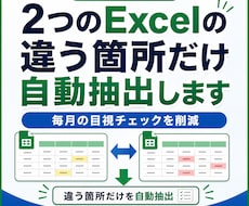 2つのExcelの違う箇所だけ自動抽出します イメージ1