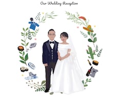 新婚の二人と思い出の品をウェルカムボードに描きます イメージ1