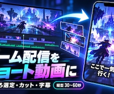 ゲーム配信の見どころを縦型ショートに編集します イメージ1