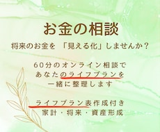 先着10名様限定価格！　ライフプランを作成します FP2級｜将来のお金を整理し、今できることを具体的にご提案！