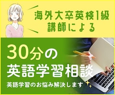 30分で英語コーチング・英語学習方法を確認します あなただけの英語学習プラニングとモチベーション管理はお任せ！