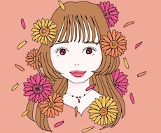 お好きなモチーフ付♡似顔絵SNSアイコン作成します お気に入りのお花、スイーツ、ジュエリーなどと一緒に♪