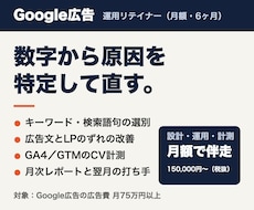 Google広告を設計から計測まで月額で運用します 広告費月75万円以上の事業者様向け、6ヶ月の運用伴走
