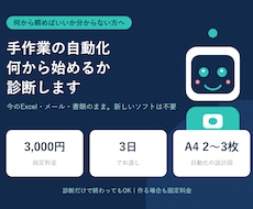 手作業の自動化、何から始めるか診断します イメージ1