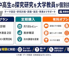 中高生の探究研究を大学教員が個別指導します イメージ1