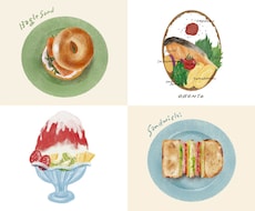 あたたかみのある食べ物のイラストを描きます メニュー表・広告・挿絵などにおすすめ