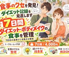 7日間【食事のクセを発見！ダイエット】を見直します ダイエット頑張りたいけど、1人だと続かない人向け！