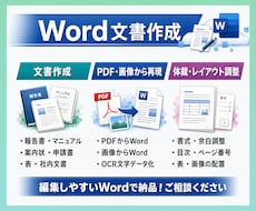 Wordの面倒な作業を全て代行します 文字を確認して編集可能なWord形式で納品します