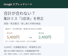 スプレッドシートの集計ミス1症状を修正します イメージ1