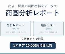 出店・開業エリアの商圏分析レポートを作成します 分析レポート+競合リストExcelの2点セット納品