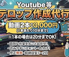 2本3,000円 フルテロップ・文字起こし承ります イメージ1